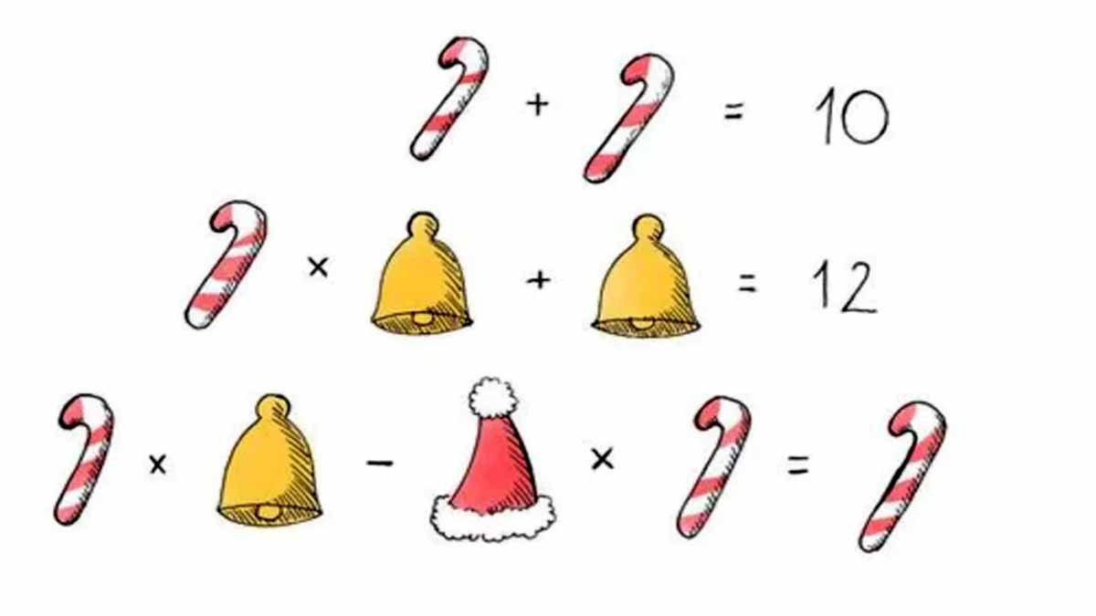 Énigme mathématique de Noël Essayer de trouver la valeur du bonnet du père noël en seulement 20 secondes