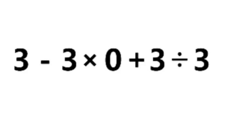 Test de QI êtes vous capable de résoudre l’équation 3-3x0+33 dans ce casse-tête mathématiques