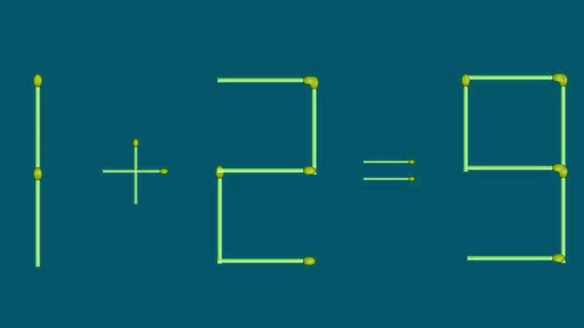 Casse-têtes mathématiques : Ajoutez seulement une allumette pour corriger l’équation 1+2=9